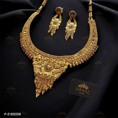 Siraaz Gold Plated  NECKLACE SET for women with earrings