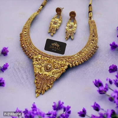 Siraaz Gold Plated  NECKLACE SET for women with earrings