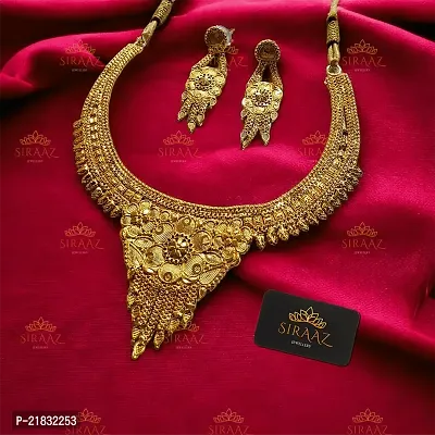 Siraaz Gold Plated  NECKLACE SET for women with earrings-thumb0