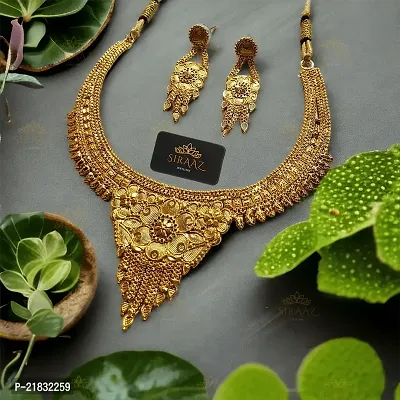 Siraaz Gold Plated  NECKLACE SET for women with earrings-thumb0