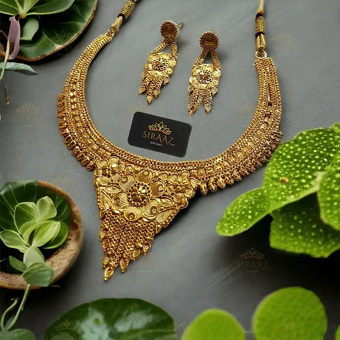 Ethnic Wear Brass Golden Jewellery Sets For Women