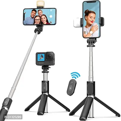 Selfie Stick with Light Tripod Stand Bluetooth Extandable Selfie Stick Tripod-thumb0