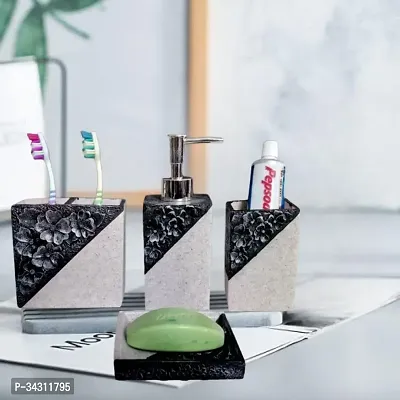 Classy Bathroom Set of 4 (1 Soap Dispenser, 1 Tooth Brush Holder, 1 Soap Dish and 1 Tumbler)-thumb0