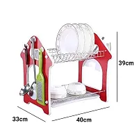 2 Layer Hut Shape Stainless Steel Plastic Kitchen Dish Drainer-thumb2