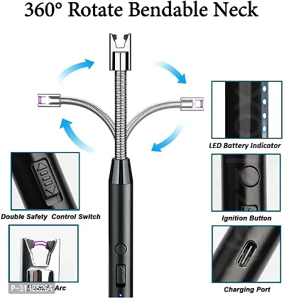 Metal Lighter, Upgraded USB Charging Arc Lighter with 360 Degree-thumb5