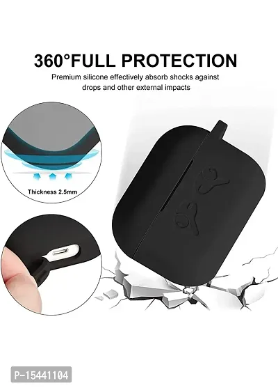Soft Silicone Case , AirPods Pro Case Cover- Black-thumb4
