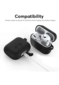 Soft Silicone Case , AirPods Pro Case Cover- Black-thumb4