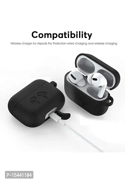 Soft Silicone Case , AirPods Pro Case Cover- Black-thumb5