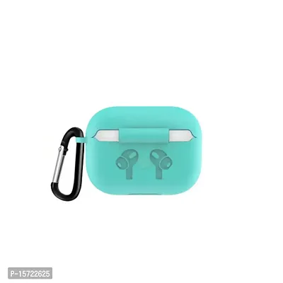 AirPods Pro BLACK with Case Cover Portable Silicone Skin Cover with Keychain Carabiner (Supports Wireless Charging) Compatible- SKYBLUE-thumb3