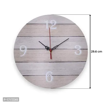 wall clock ,Round wooden Wall Clock for Home Office Bedroom Living Room Kitchen Hall (Brown)-thumb3