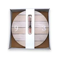 wall clock ,Round wooden Wall Clock for Home Office Bedroom Living Room Kitchen Hall (Brown)-thumb4