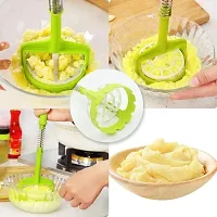 Multi Functional One-Handed Plastic Manual Mashed Potatoes Masher, Mash Sweet Potato Masher with Comfort Grip and Stainless-Steel Spring Design for Nonstick Pans-thumb1