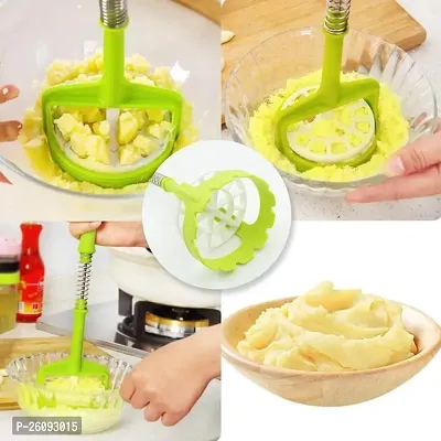 Multi Functional One-Handed Plastic Manual Mashed Potatoes Masher, Mash Sweet Potato Masher with Comfort Grip and Stainless-Steel Spring Design for Nonstick Pans-thumb2