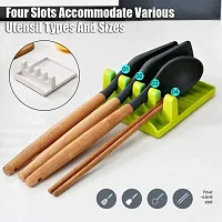 Utensil Storage Rack - 4 Slots Silicone Spoon Rests Mat Stand Heat Resistant Cooking Spatula Holder Tray (Multicolor) (Pack Of 1)-thumb2