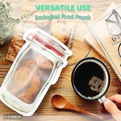 Plastics Transparent Jar Shaped Standup Pouch with Zipper, Bags for Packing Dry Fruits,Nuts, Snacks Pack of 3-thumb3