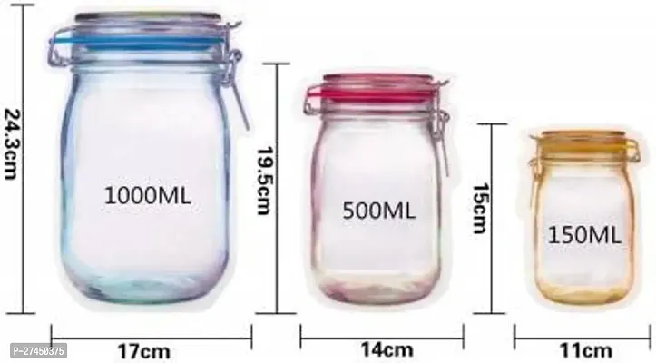 Plastics Transparent Jar Shaped Standup Pouch with Zipper, Bags for Packing Dry Fruits,Nuts, Snacks Pack of 3-thumb4