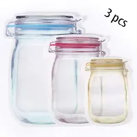 Plastics Transparent Jar Shaped Standup Pouch with Zipper, Bags for Packing Dry Fruits,Nuts, Snacks Pack of 3-thumb1