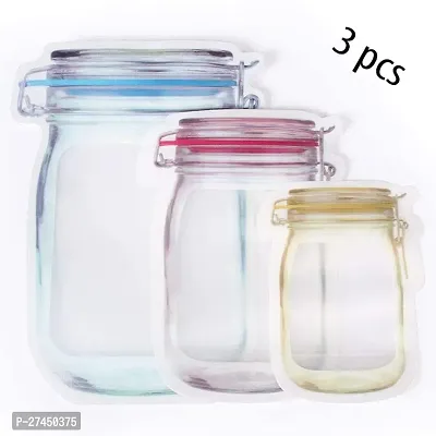 Plastics Transparent Jar Shaped Standup Pouch with Zipper, Bags for Packing Dry Fruits,Nuts, Snacks Pack of 3-thumb2