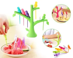 Bird Fruit Fork Set with Stand, 6-Pieces, Multicolour-thumb1