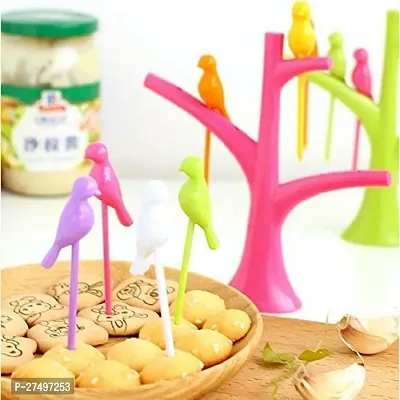 Bird Fruit Fork Set with Stand, 6-Pieces, Multicolour-thumb3