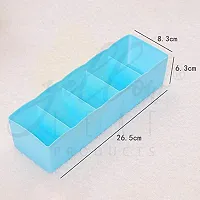 Plastic 5 Grids Storage Box Organizer  Divider Box | Set of 4 (Multi Colour) | for Desk Organizer for Office Stationary Drawer-thumb2