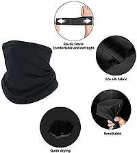 Unisex Cotton Black Bandana Neck Gaiter Face Mask for Cycling Biking Running Neck Gaiter Headgear Scarf With Arm Fingerless Sleeves Gloves for UV, Dust, Summer, Sun Protection-thumb1