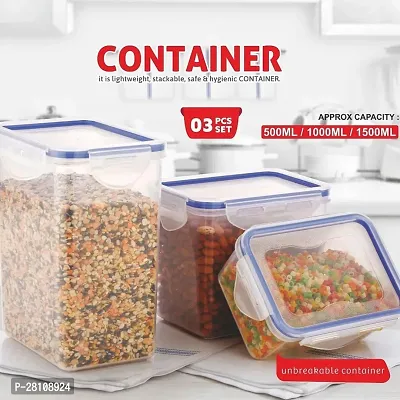 STORAGE CONTAINER SET OF 3 PC(APPROX CAPACITY 500ML,1000ML,1500ML, TRANSPARENT)-thumb4