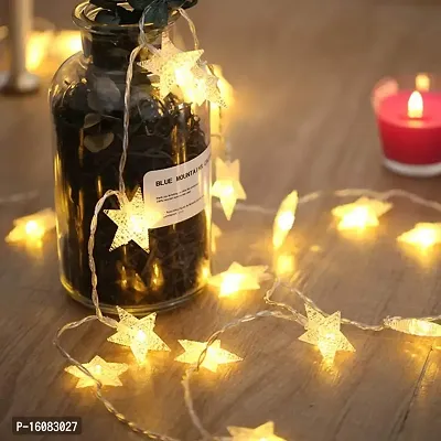 JSTBUY LABEL 28 LED 10M Star Shape LED String Lights Multi Color Fairy Lamp for Christmas Diwali Birthday Wedding Decoration (Golden)-thumb2