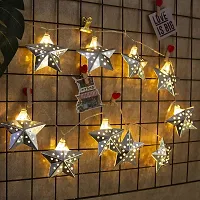 JSTBUY LABEL Metal Star String Lights 16 LED Warm White Fairy Lights Indoor Decoration for Diwali, Birthday, Wedding, Window Desk Mantelpiece Party Kids Room Bedroom (Warm Light)-thumb1