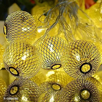 JSTBUY LABEL Metal Ball Lights,Waterproof,16 LEDs 16 FT Star Fairy String Lights for Home, Diwali, Party, Christmas, Wedding, Garden Decoration (Warm White)-thumb3