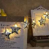 JSTBUY LABEL Metal Star String Lights 16 LED Warm White Fairy Lights Indoor Decoration for Diwali, Birthday, Wedding, Window Desk Mantelpiece Party Kids Room Bedroom (Warm Light)-thumb4