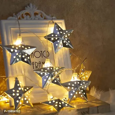 JSTBUY LABEL Metal Star String Lights 16 LED Warm White Fairy Lights Indoor Decoration for Diwali, Birthday, Wedding, Window Desk Mantelpiece Party Kids Room Bedroom (Warm Light)-thumb0