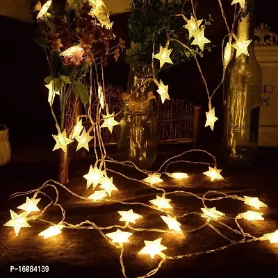 coku 10m Fairy String Lights with 28 LED Star Bulbs for Diwali, Christmas, Festivals and Home Decor (Golden)-thumb3