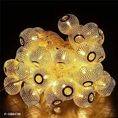 JSTBUY LABEL Metal Ball Lights,Waterproof,16 LEDs 16 FT Star Fairy String Lights for Home, Diwali, Party, Christmas, Wedding, Garden Decoration (Warm White)