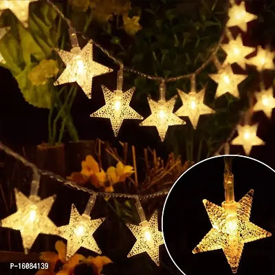 coku 10m Fairy String Lights with 28 LED Star Bulbs for Diwali, Christmas, Festivals and Home Decor (Golden)-thumb2