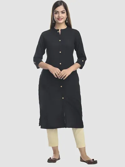 Rayon Plain Straight Kurtis for Girls