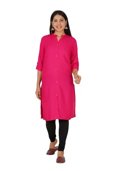 Stylish Rayon Dark Solid Kurtis For Women