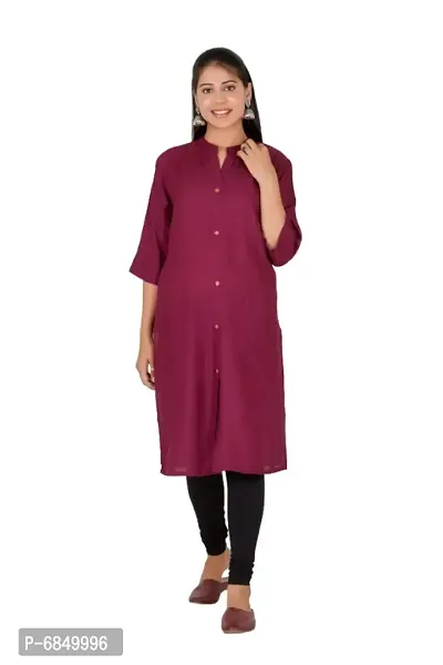 Stylish Rayon Maroon Solid Kurtis For Women