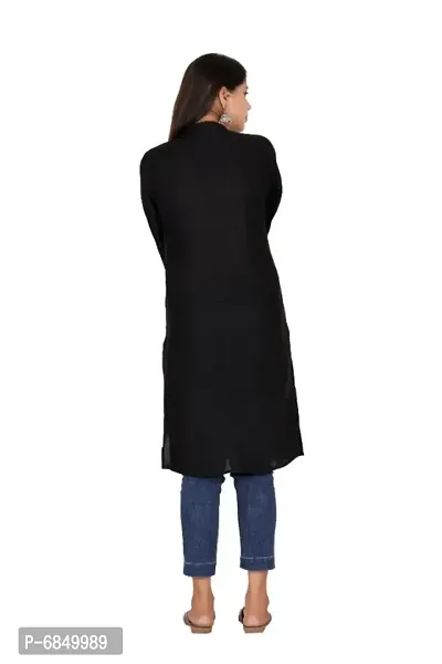 Stylish Rayon Black Solid Kurtis For Women-thumb2