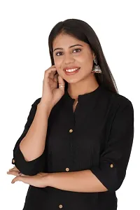 Stylish Rayon Black Solid Kurtis For Women-thumb2