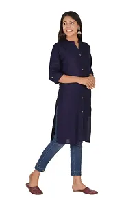 Stylish Rayon Navy Blue Solid Kurtis For Women-thumb1