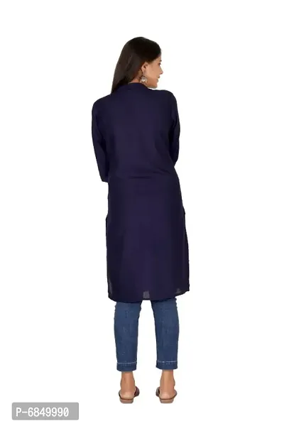 Stylish Rayon Navy Blue Solid Kurtis For Women-thumb3