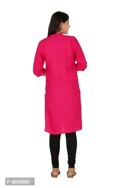 Stylish Rayon Dark Pink Solid Kurtis For Women-thumb2