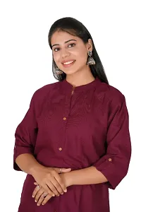 Stylish Rayon Maroon Solid Kurtis For Women-thumb2