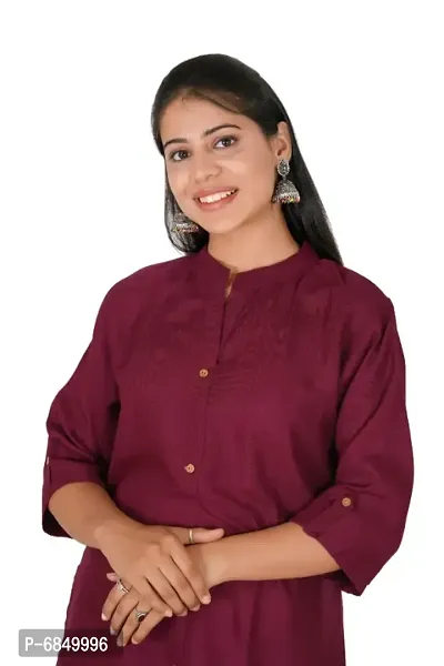 Stylish Rayon Maroon Solid Kurtis For Women-thumb3