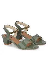 FOOTLOOSE Women's Green Heel Sandals-thumb3