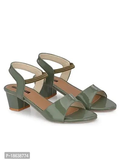 FOOTLOOSE Women's Green Heel Sandals-thumb4
