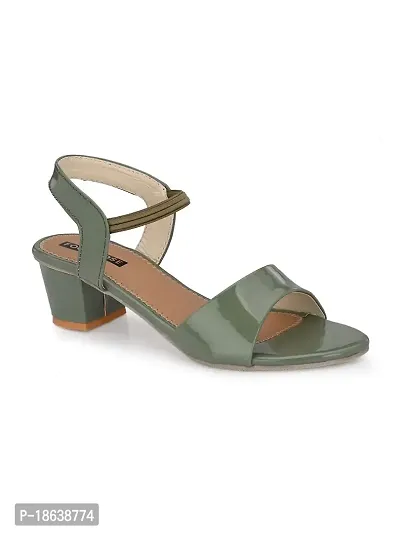 FOOTLOOSE Women's Green Heel Sandals-thumb0
