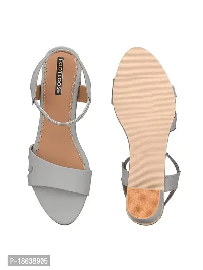FOOTLOOSE Women's Grey Heel Sandals-thumb5