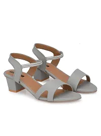 FOOTLOOSE Women's Grey Heel Sandals-thumb3